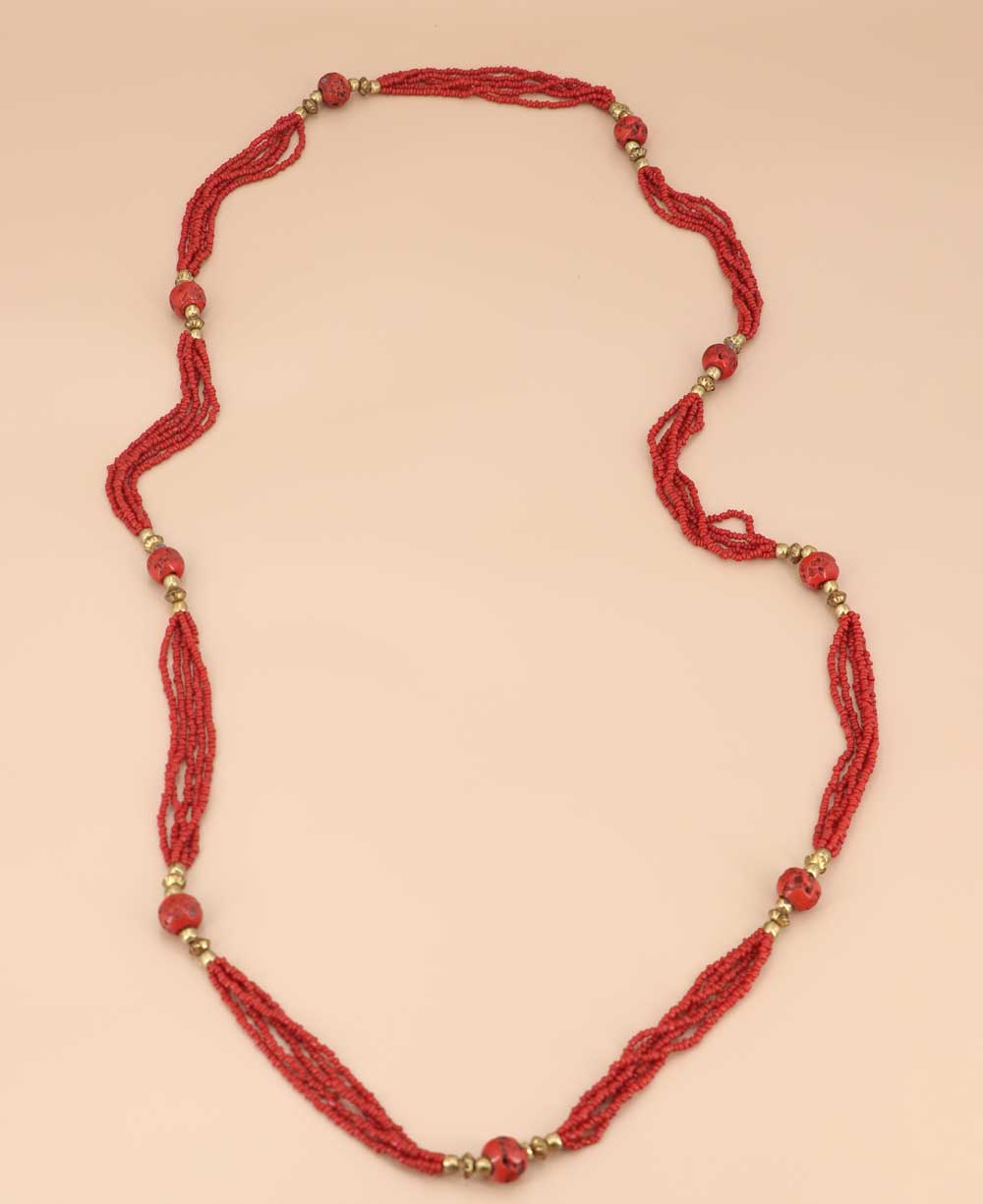 red glass bead layered jewelry