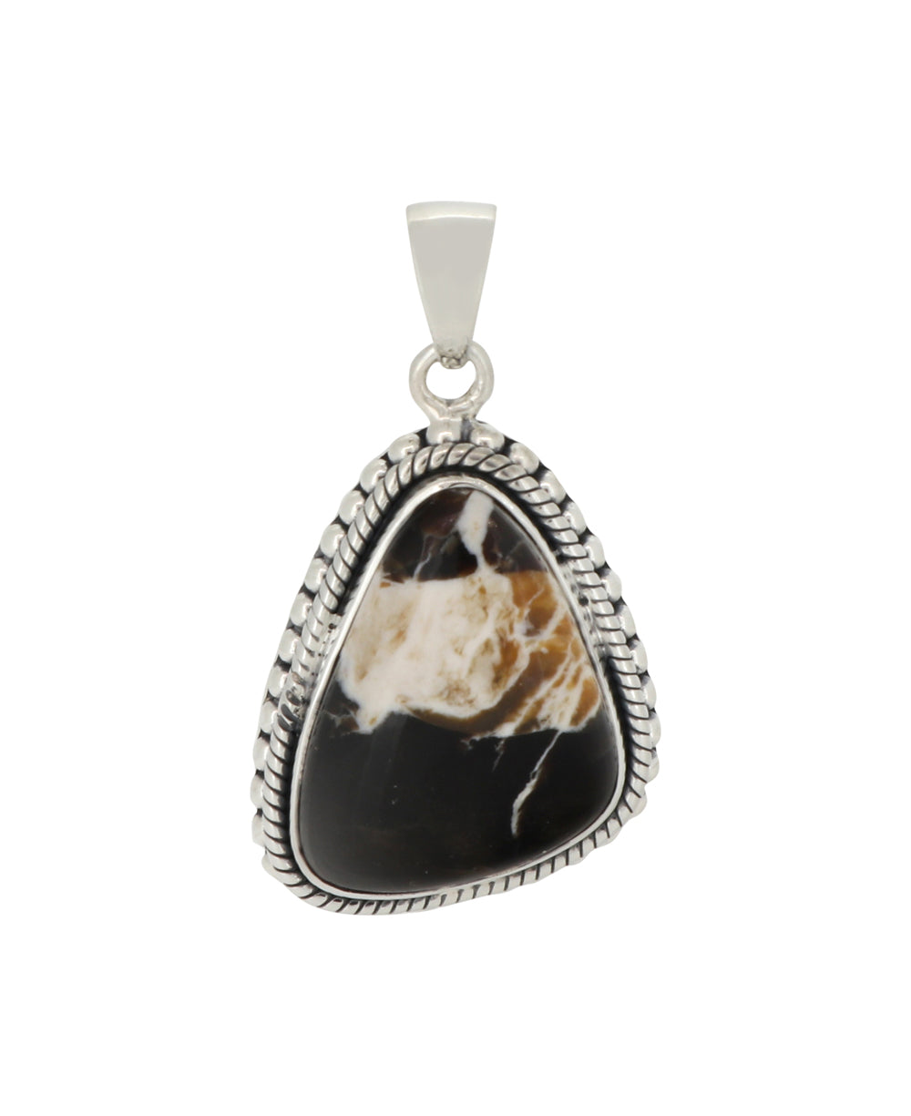 Sterling silver unique peanut wood jasper pendant