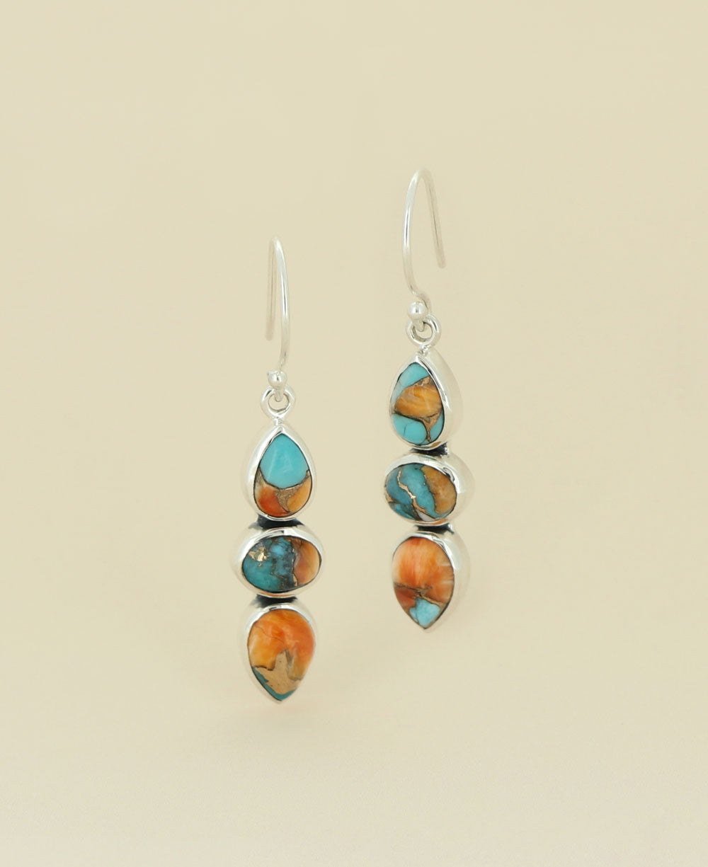 Turquoise Spiny Oyster Sterling Silver Earrings