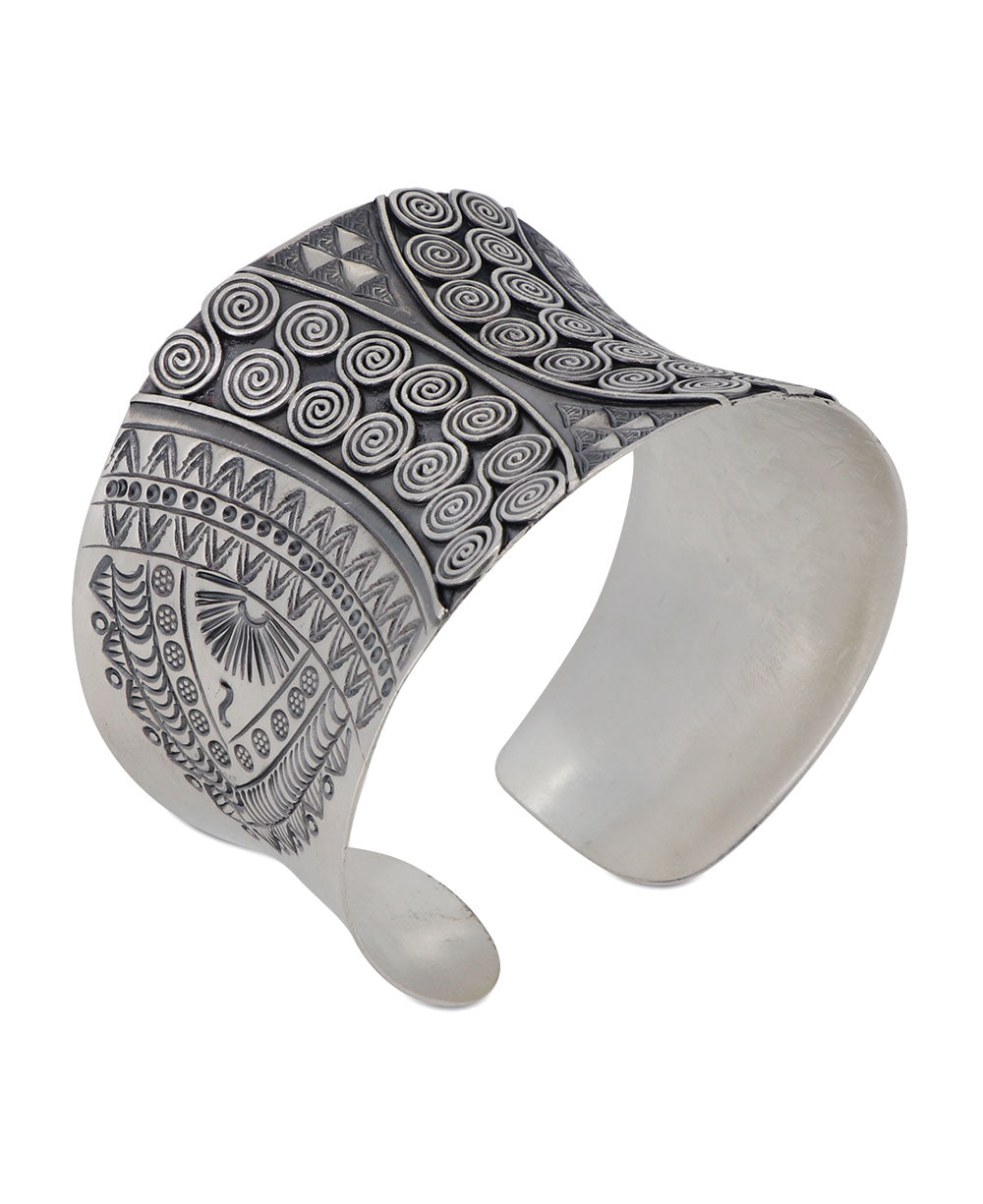 Hill Tribe Silver Adjustable Cuff Bracelet | Fish Design
