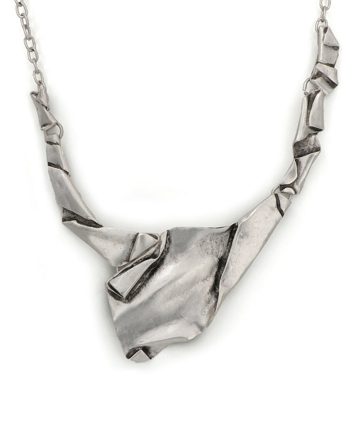 Crushed paper statement necklace
