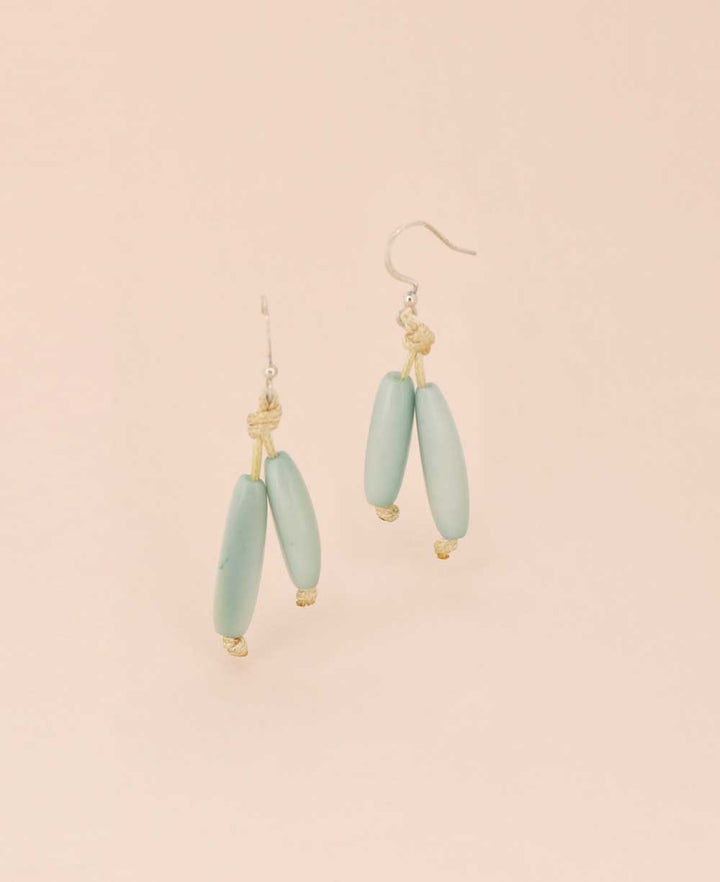 Handmade Pastel Blue Tagua Earrings