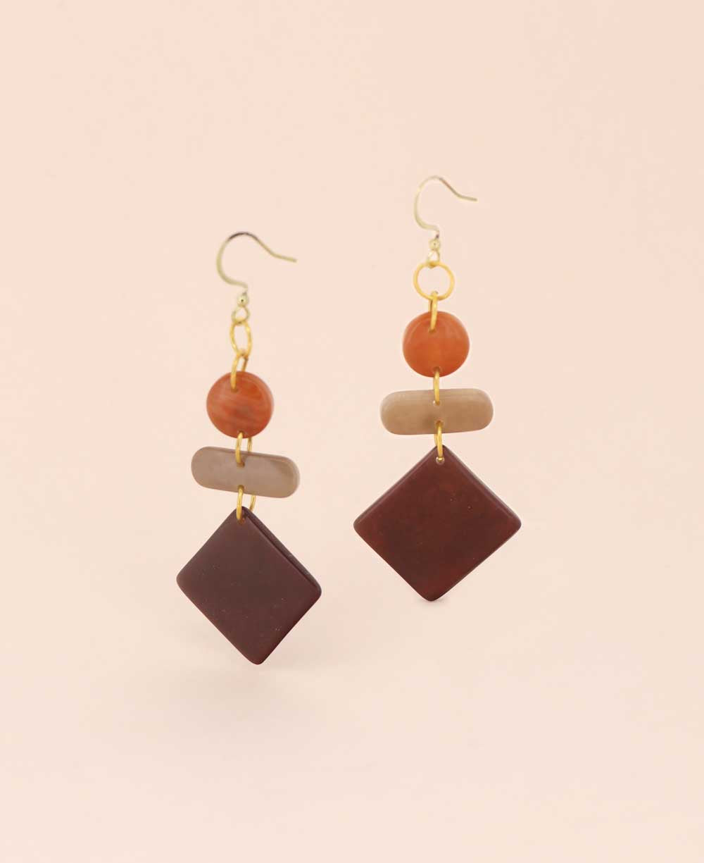 Hanging Tagua Seed Earrings with Fish Hook