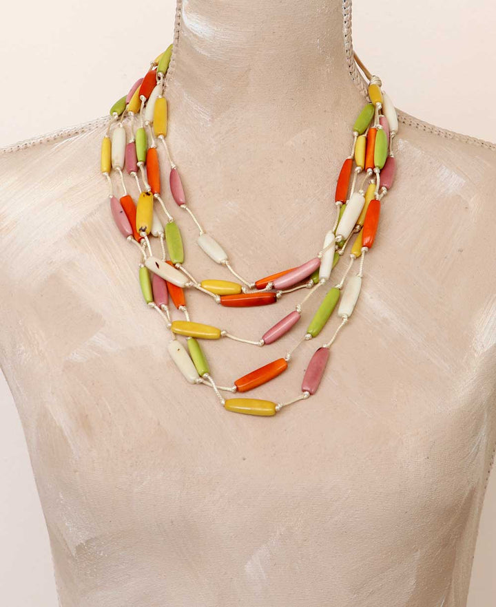 Festive Tagua Tube Bead Necklace