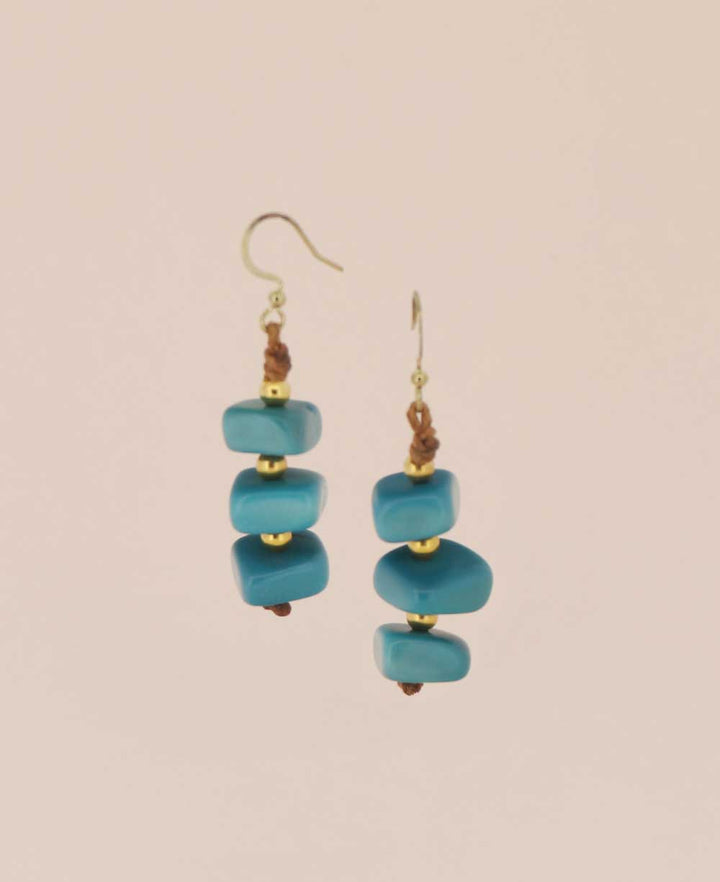 Earrings with Teal-Turquoise Tagua Beads