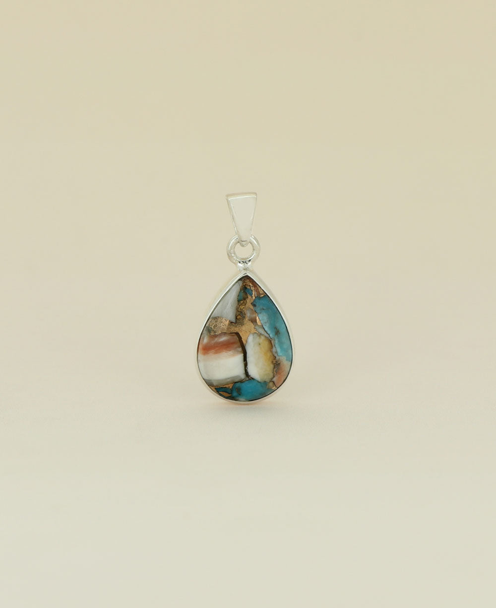 Sterling Silver Pendant with Turquoise Spiny Oyster Stone