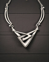 Textured alloy necklace with modern abstract design