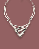 Geometric silver-tone alloy necklace with triangle pendant