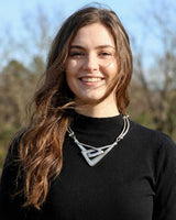 Sculptural metal statement necklace handmade in Türkiye