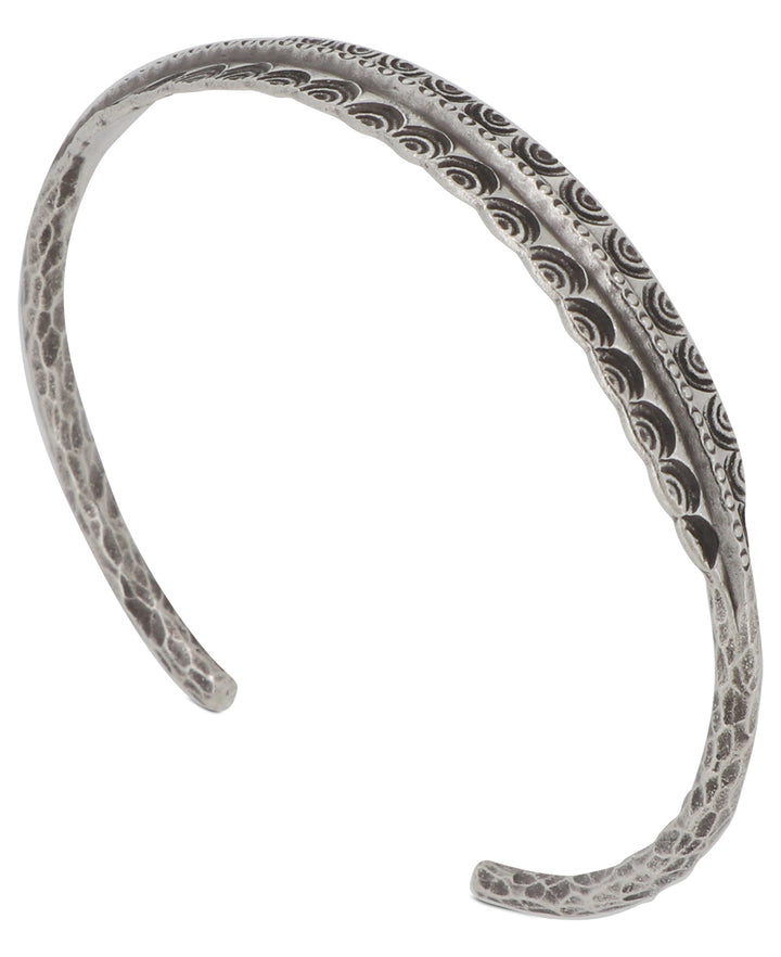 Adjustable Thai Hilltribe Silver Bracelet with Leaf-Inspired Design