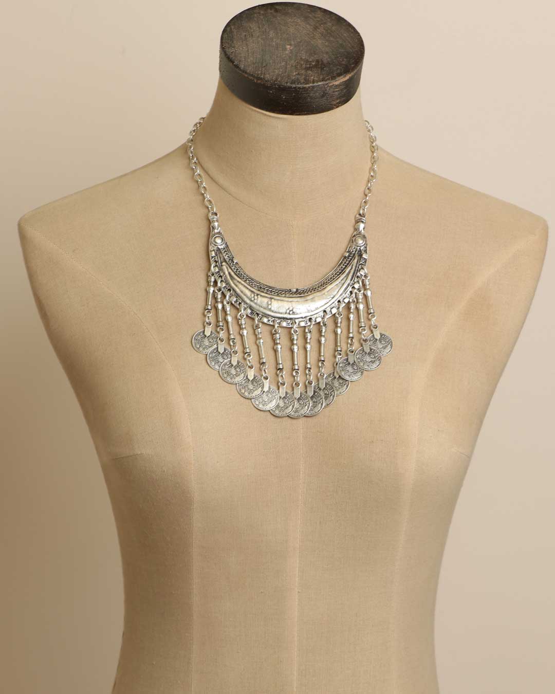 Tribal-Inspired Crescent Coin Necklace from Türkiye