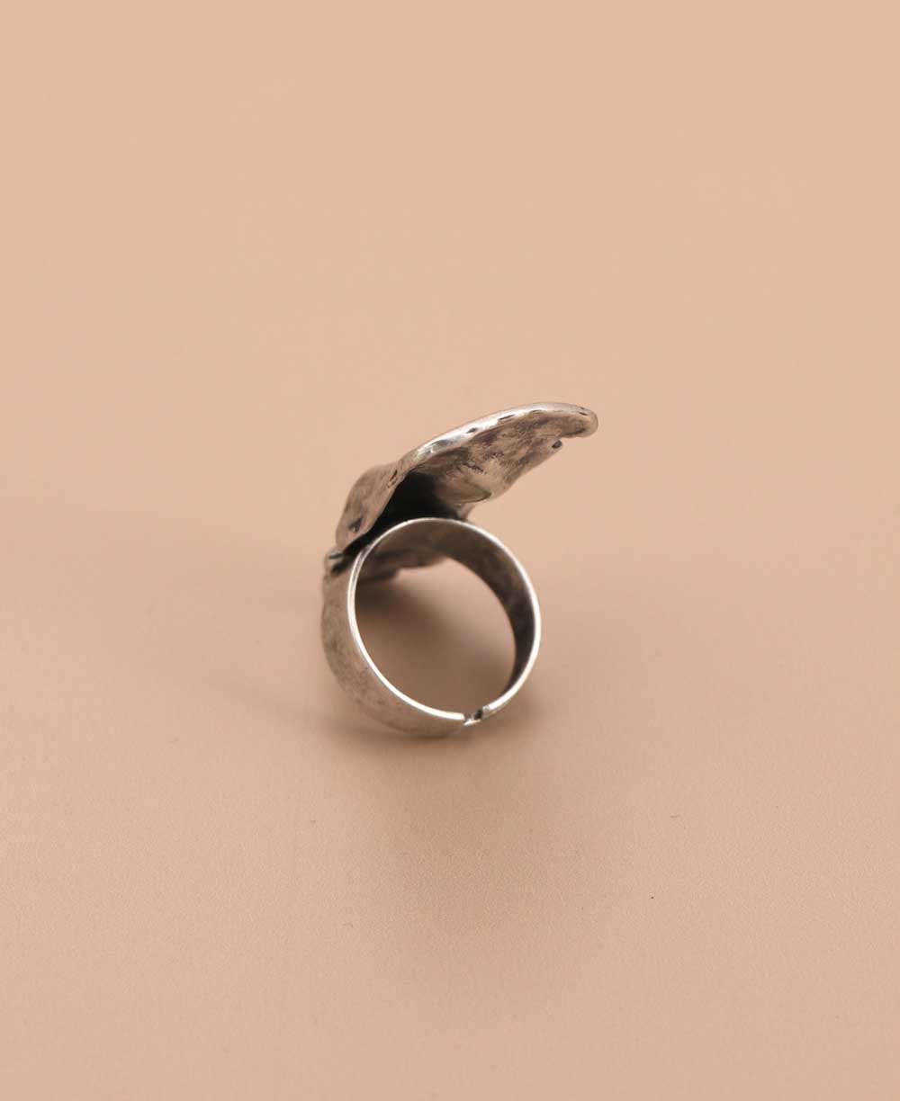 Handcrafted pewter face ring