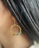 Gold-Plated Hoop Earrings with Turquoise Beads
