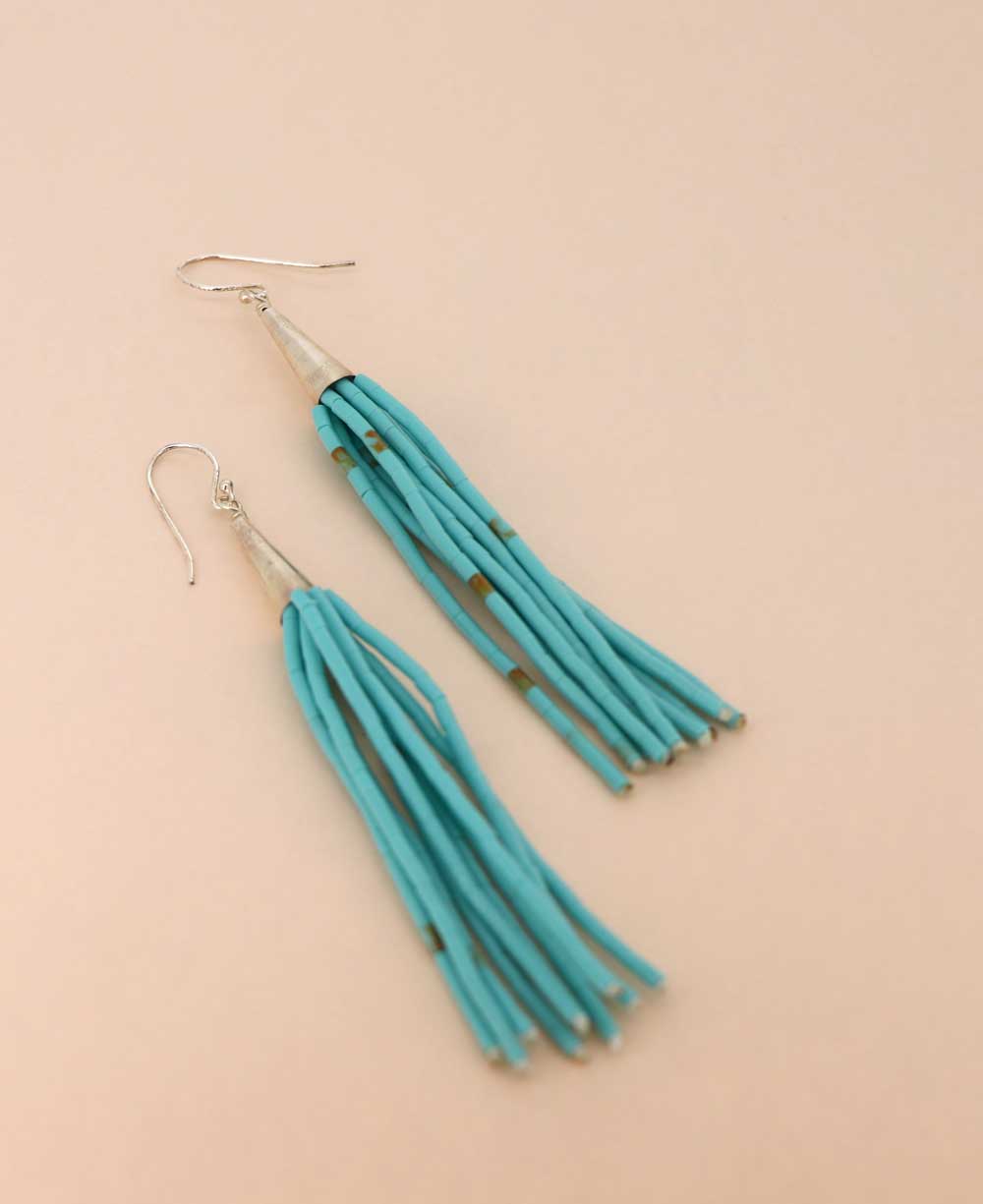 Unique bohemian turquoise tube earrings