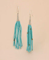 Handmade turquoise tassel sterling silver earrings
