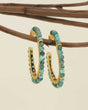 Tibetan turquoise hoop earrings with gold finish