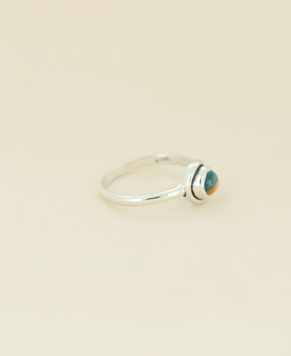 Turquoise Spiny Oyster Sterling Silver Ring Side View