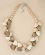 Chunky wood bead necklace with triangular accents