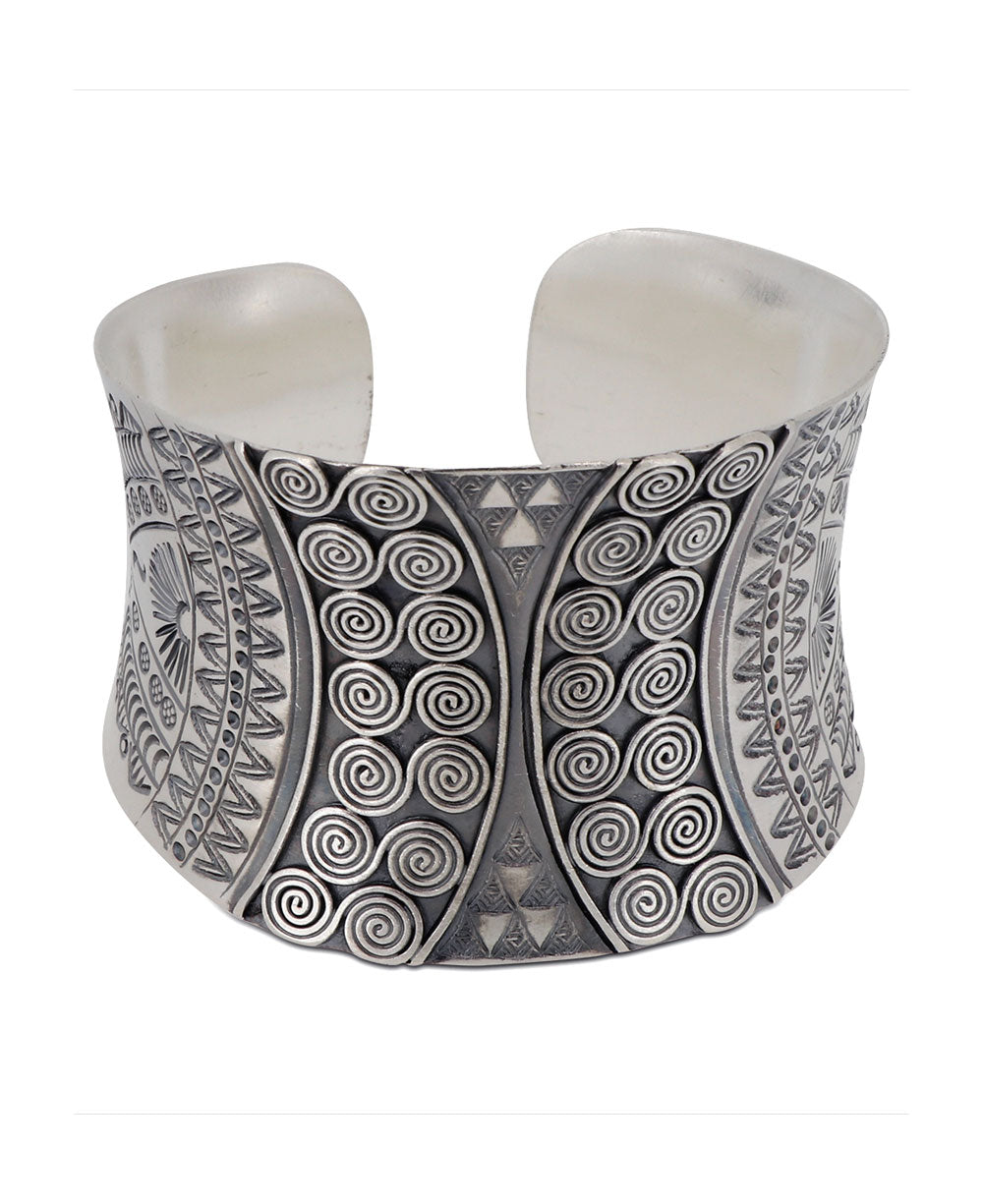 Hill Tribe Silver Adjustable Cuff Bracelet | Fish Design