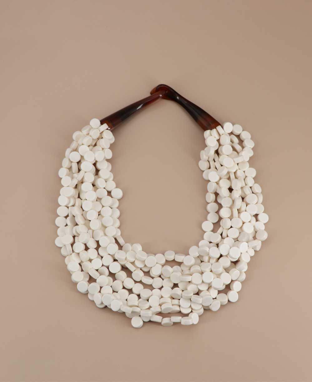 soft white twist wood necklace