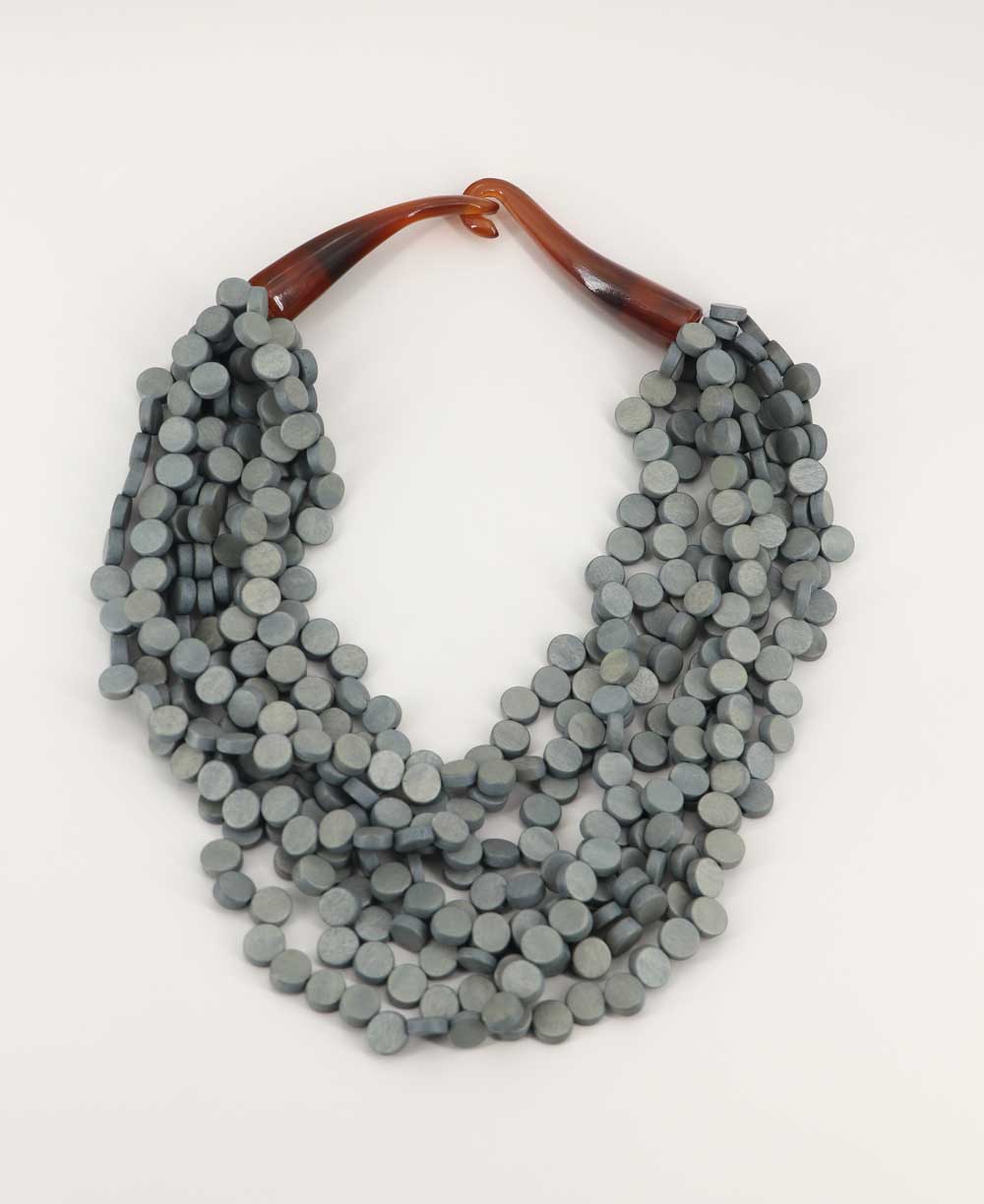Soothing Grey Twist Wood Necklace