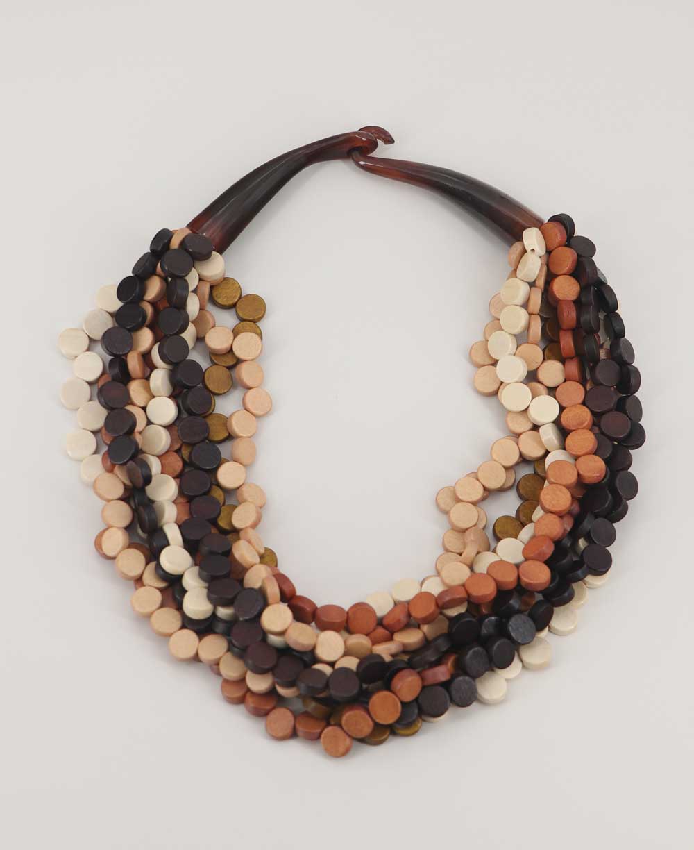 gradient brown twist wood necklace