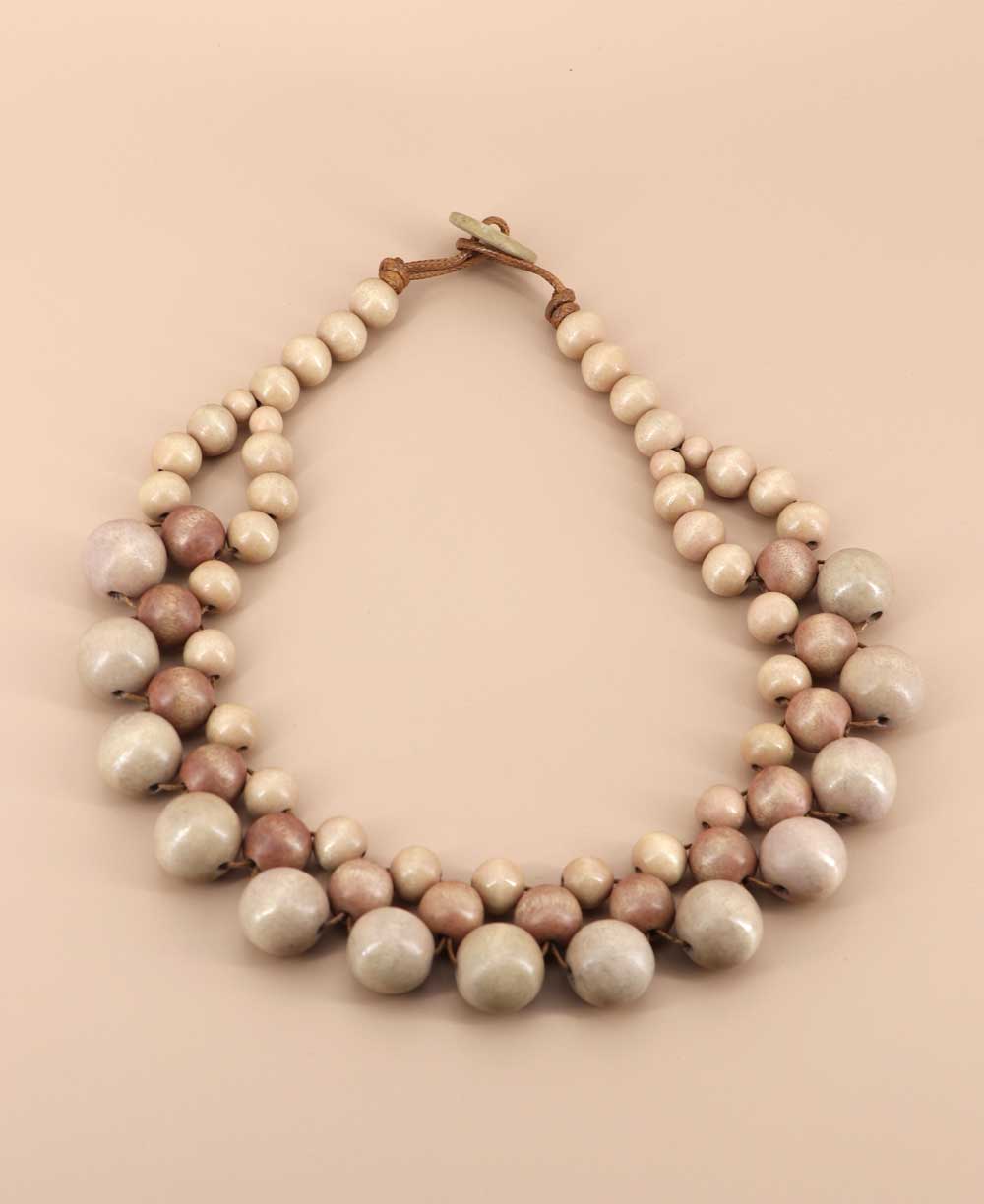 three-tone wood bead necklace