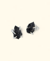 Sterling Silver Raw Cut Black Tourmaline Stud Earrings