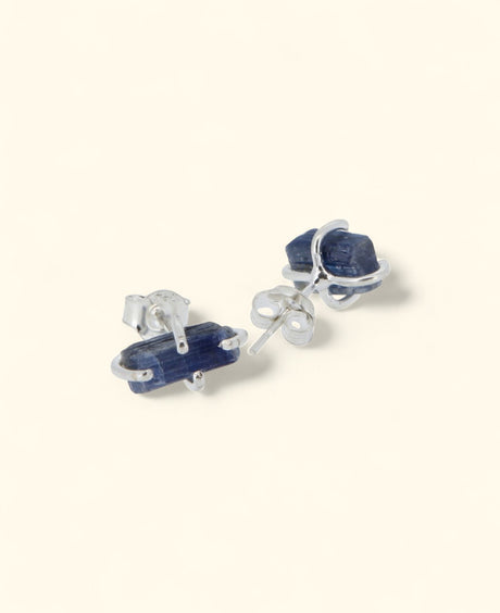 Sterling Silver Raw Cut Kyanite Stud Earrings