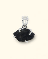 Sterling Silver Raw Cut Black Tourmaline Pendant