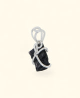 Sterling Silver Raw Cut Black Tourmaline Pendant