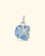 Sterling Silver Raw Cut Aquamarine Pendant