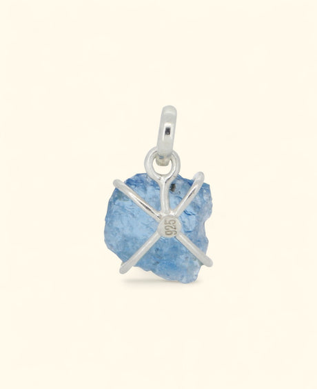 Sterling Silver Raw Cut Aquamarine Pendant