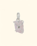 Sterling Silver Raw Cut Rose Quartz Pendant