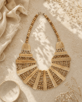 Beige Tones Statement Bib Necklace — necklaces, editorial travertine lifestyle photo