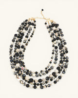 Layered Black And White Kantha Textile Necklace