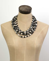 Layered Black And White Kantha Textile Necklace