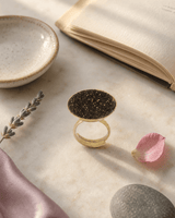 Brass Adjustable Ring with Textured Dark Finish — rings, lifestyle vanity lifestyle photo