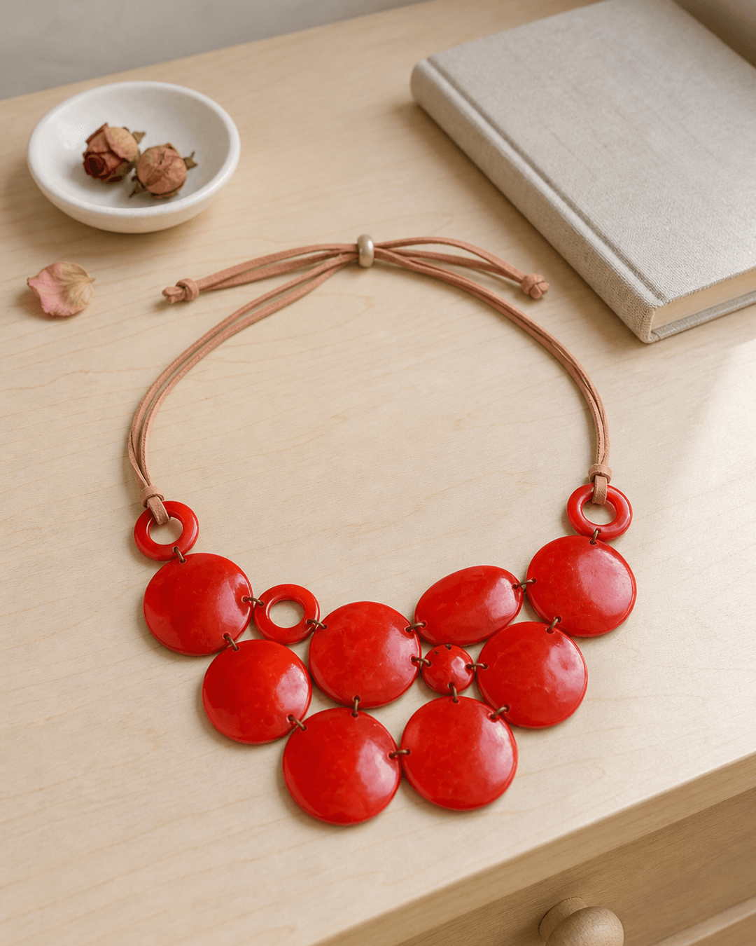 Crimson Radiance Tagua Necklace – Ecuador — necklaces, lifestyle vanity lifestyle photo
