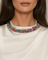 Recycled textile and gemstone jewelry
