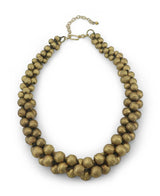 Cultural Elements antique gold-tone layered statement necklace with twisted beads and adjustable clasp.