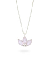 Dainty Lotus Birthstone Sterling Silver Necklace - Necklaces Dec (Blue Topaz)