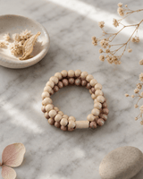 Earthen Charm Brown Beaded Bracelet — bracelets, editorial marble lifestyle photo