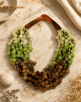 Forest Ombre Wood Necklace — necklaces, editorial marble warm lifestyle photo