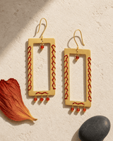 Geometric Brass Earrings with Carnelian Beads — earrings, gallery print spotlight lifestyle photo