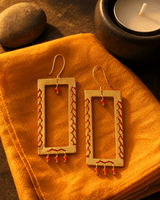 Geometric Brass Earrings with Carnelian Beads — earrings, lifestyle meditation corner lifestyle photo
