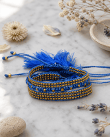 Guatemalan Beaded Tassel Bracelets, Fair Trade — bracelets, editorial marble lifestyle photo