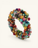Multi Colored Textile Wrapped Bead Bracelet