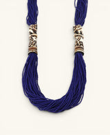 Elephant Carving Blue Beaded Statement Necklace