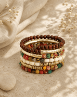 Kantha Bead Coiled Bracelet, India — bracelets, editorial travertine lifestyle photo